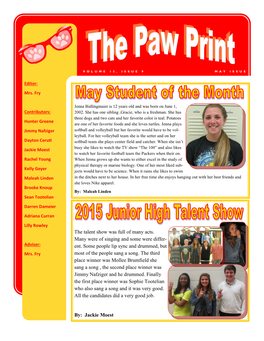 Paw Print Volume 13 Issue 9