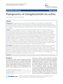 Phylogenomics of Strongylocentrotid Sea Urchins Kord M Kober1,2* and Giacomo Bernardi1