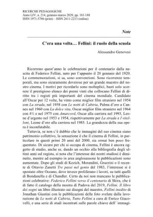 Fellini: Il Ruolo Della Scuola