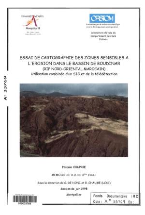 Essai De Cartographie Des Zones Sensibles À L'érosion Dans Le Bassin De Boudinar (Rif Nord-Oriental Marocain) : Utilisatio