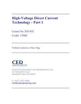 High-Voltage Direct Current Technology - Part 1
