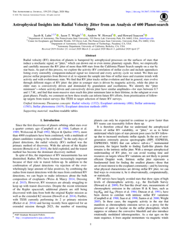 Astrophysical Insights Into Radial Velocity Jitter from an Analysis of 600 Planet-Search Stars