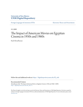 The Impact of American Movies on Egyptian Cinema in 1950S and 1960S