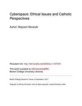 Cyberspace: Ethical Issues and Catholic Perspectives