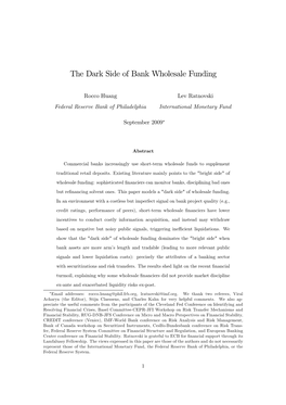 The Dark Side of Bank Wholesale Funding