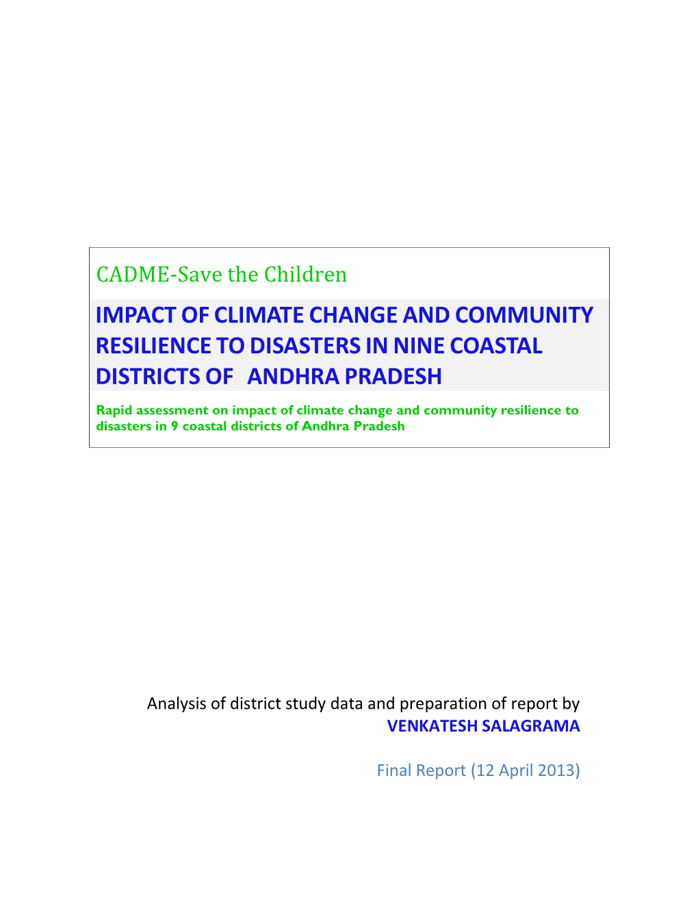 Impact of Climate Change and Community Resilience To