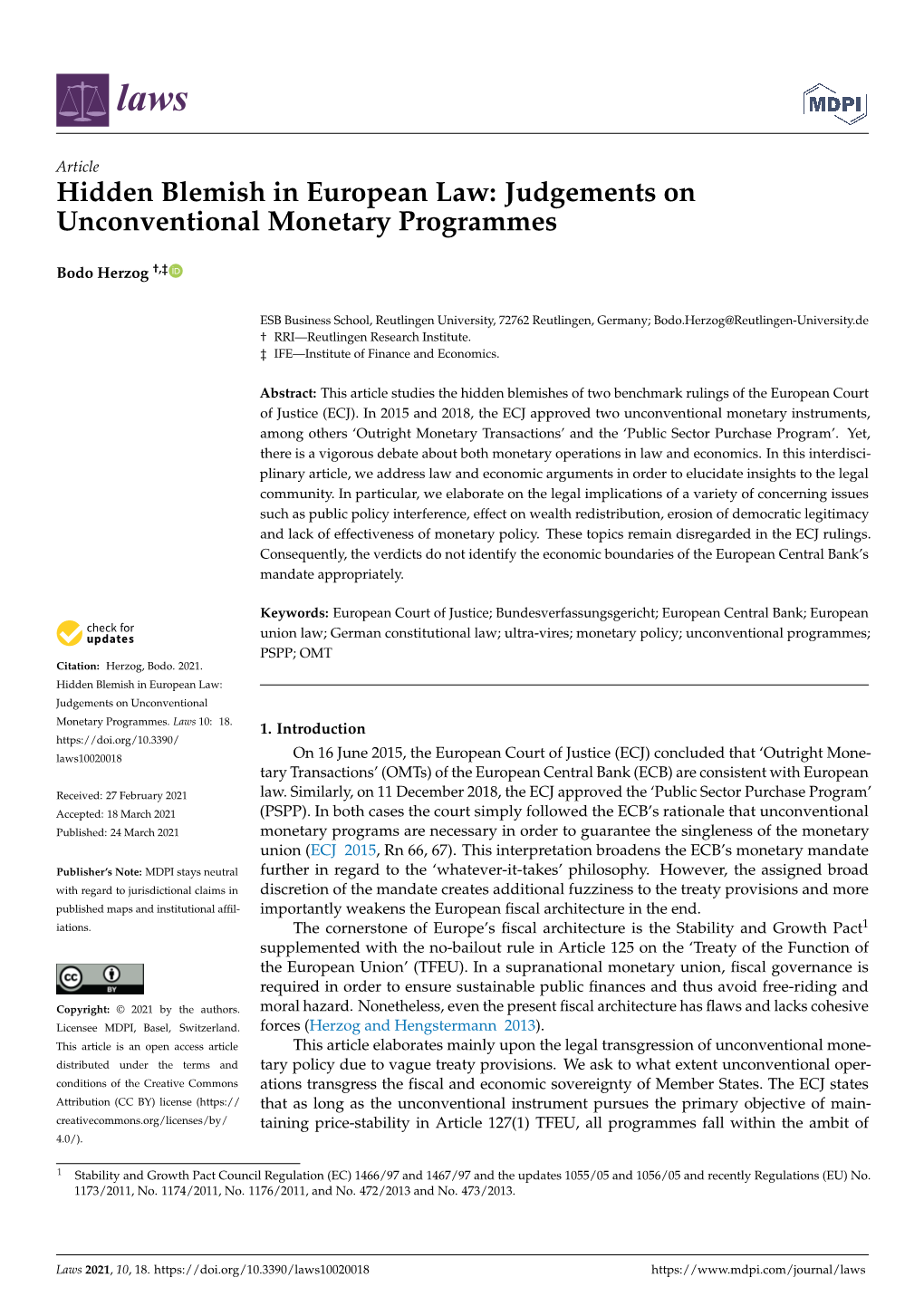 Hidden Blemish in European Law: Judgements on Unconventional Monetary Programmes