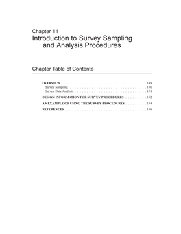 Chapter 11 Introduction to Survey Sampling and Analysis Procedures
