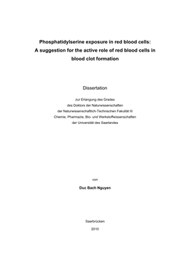 Phosphatidylserine Exposure in Red Blood Cells: a Suggestion for the Active Role of Red Blood Cells in Blood Clot Formation