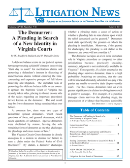 The Demurrer: a Pleading in Search of a New Identity in Virginia Courts