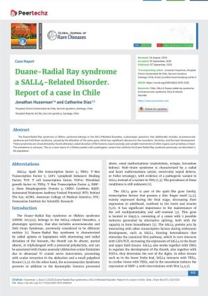 Duane-Radial Ray Syndrome a SALL4-Related Disorder. Report of a Case in Chile