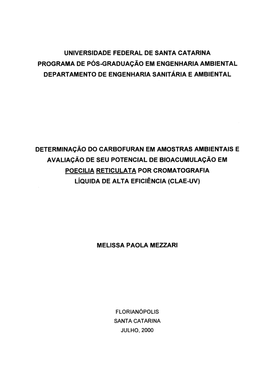 Universidade Federal De Santa Catarina Programa De Pós-Graduação Em Engenharia Ambiental Departamento De Engenharia Sanitária E Ambiental