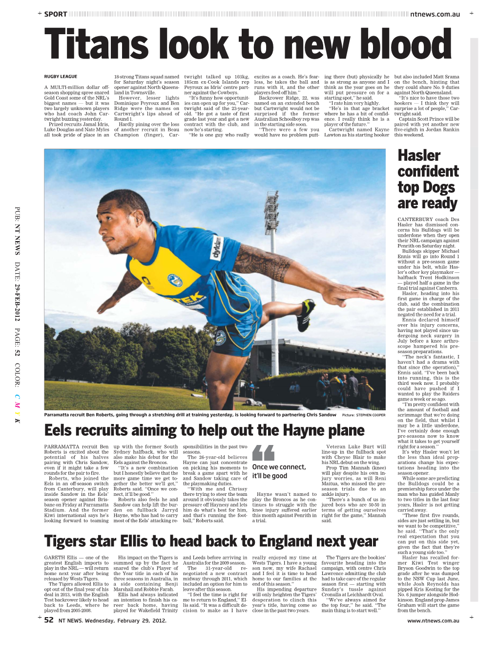 Hasler Confident Top Dogs Are Ready Tigers Star Ellis to Head Back To