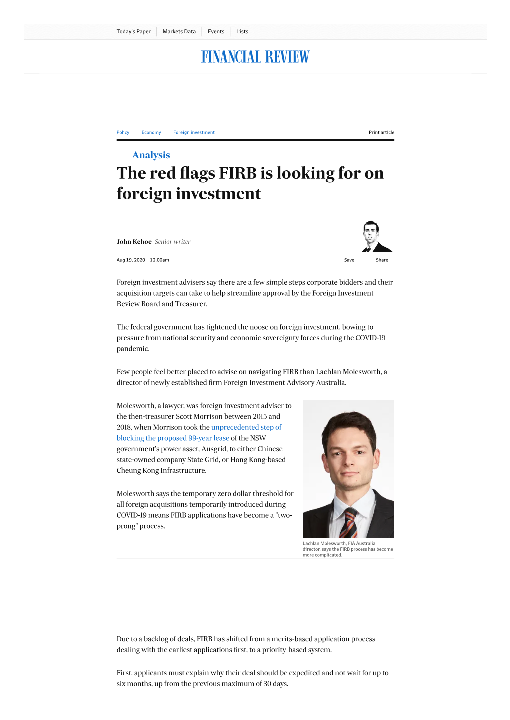 The Red Flags FIRB Is Looking for on Foreign Investment