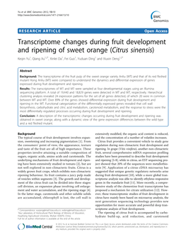 Transcriptome Changes During Fruit Development and Ripening of Sweet