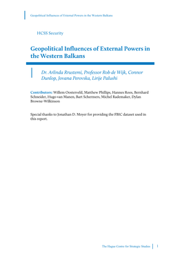 Geopolitical Influences of External Powers in the Western Balkans