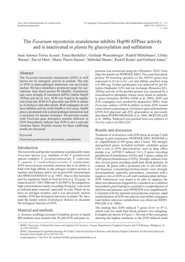 The Fusarium Mycotoxin Zearalenone Inhibits Hsp90 Atpase Activity and Is Inactivated in Planta by Glucosylation and Sulfatation