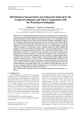 Distribution Characteristics of Geohazards Induced by the Lushan Earthquake and Their Comparisons with the Wenchuan Earthquake
