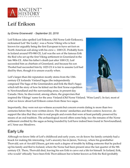 Leif Erikson by Emma Groeneveld - September 20, 2018
