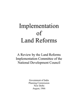 Implementation of Land Reforms