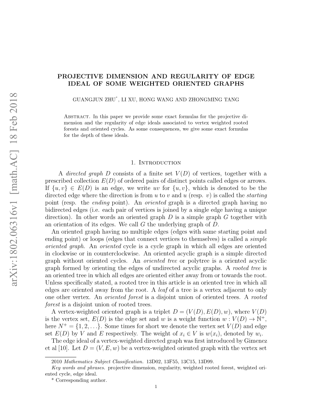 Arxiv:1802.06316V1 [Math.AC] 18 Feb 2018 Ne Yl,Eg Ideal