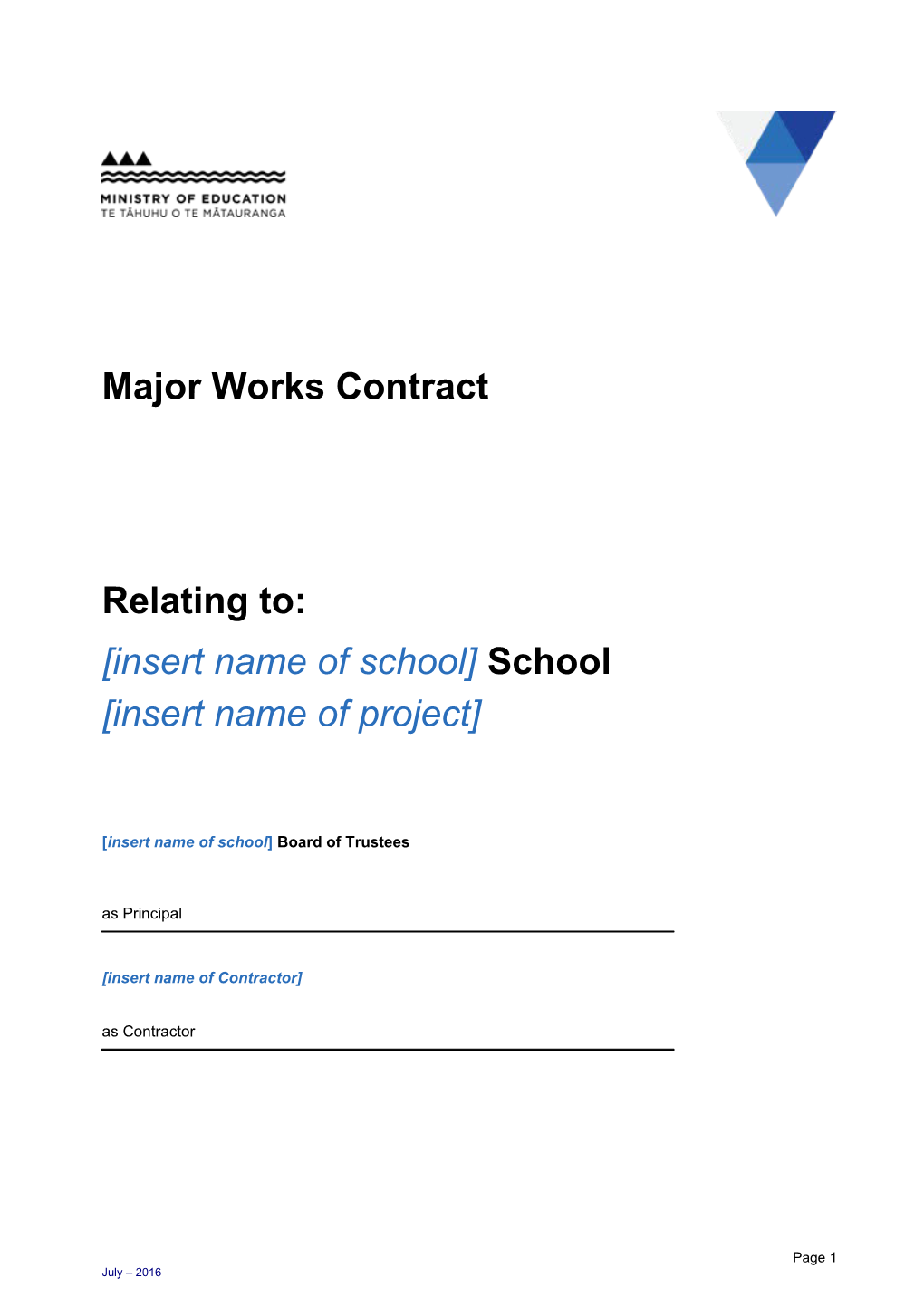 Major Works Construction Contract Template