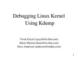 Debugging Linux Kernel Using Kdump