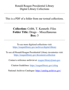 Cribb, T. Kenneth: Files Folder Title: Drugs – Miscellaneous Box: 3