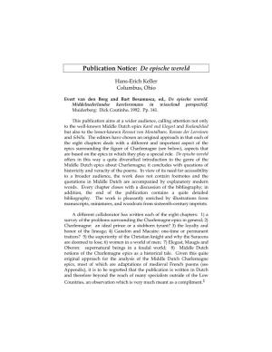 Publication Notice: De Epische Wereld