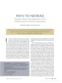 PATH to NEXRAD Doppler Radar Development at the National Severe Storms Laboratory