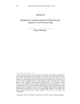 Intelligence Legalism and the National Security Agency's Civil Liberties