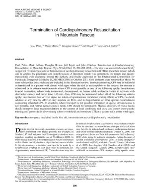 Termination of Cardiopulmonary Resuscitation in Mountain Rescue