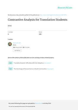 Contrastive Analysis for Translation Students