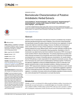 Biomolecular Characterization of Putative Antidiabetic Herbal Extracts