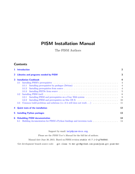 PISM Installation Manual the PISM Authors