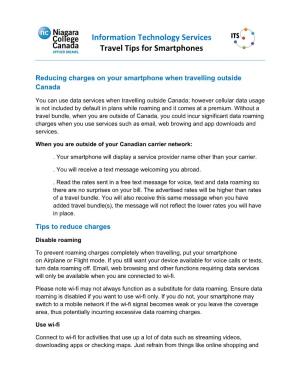 Information Technology Services Travel Tips for Smartphones