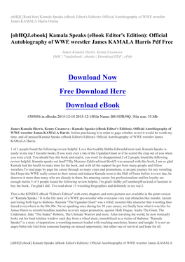 Official Autobiography of WWE Wrestler James KAMALA Harris Online