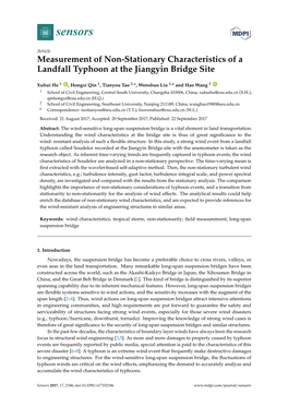 Measurement of Non-Stationary Characteristics of a Landfall Typhoon at the Jiangyin Bridge Site