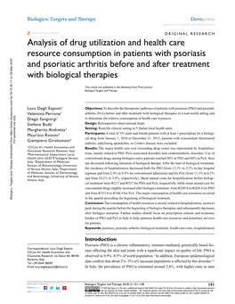 Analysis of Drug Utilization and Health Care Resource Consumption In