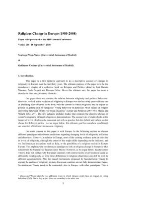 Religious Change in Europe (1980-2008)