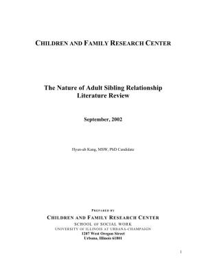 The Nature of Adult Sibling Relationship Literature Review