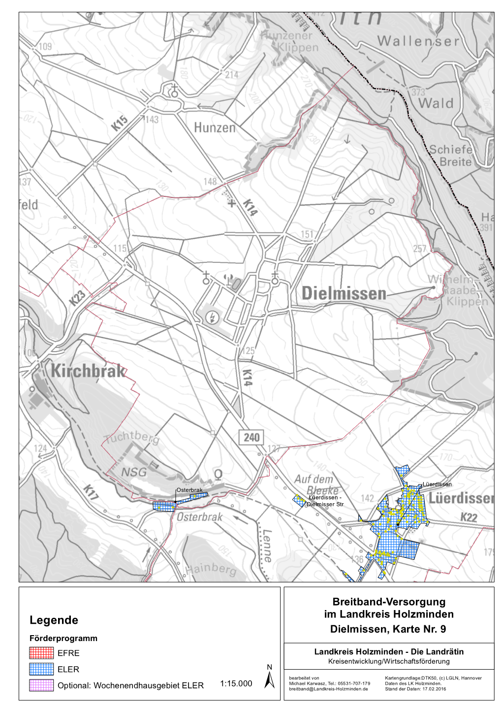 Breitband-Versorgung Im Landkreis Holzminden Legende Dielmissen, Karte Nr