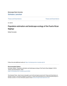 Population Estimation and Landscape Ecology of the Puerto Rican Nightjar