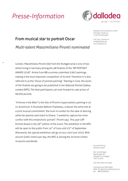 From Musical Star to Portrait Oscar Multi-Talent Massimiliano Pironti