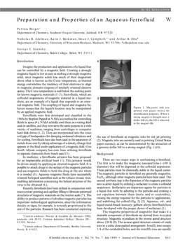 Preparation and Properties of an Aqueous Ferrofluid W