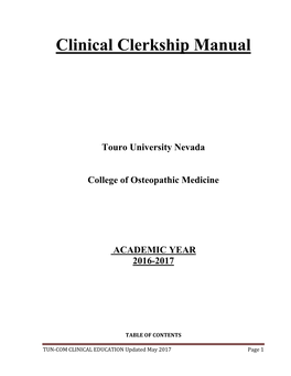 Clinical Clerkship Manual