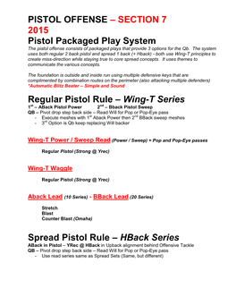 Wing-T Series Spread Pistol Rule – Hback