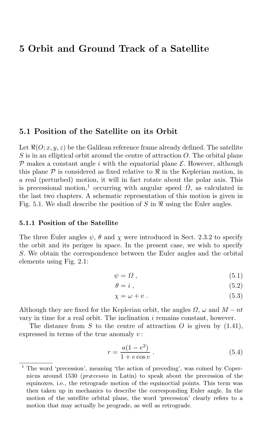 5 Orbit and Ground Track of a Satellite