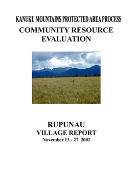 Rupunau Community Resource Evaluation