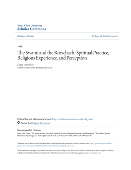 The Swami and the Rorschach: Spiritual Practice, Religious